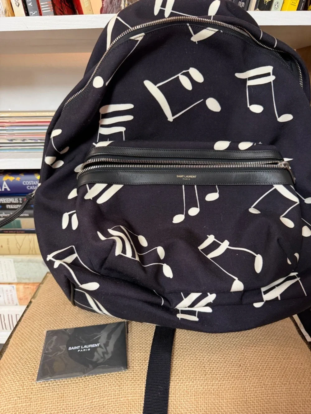 Saint Laurent Black Musical Note Canvas Backpack - Picture 8 of 10